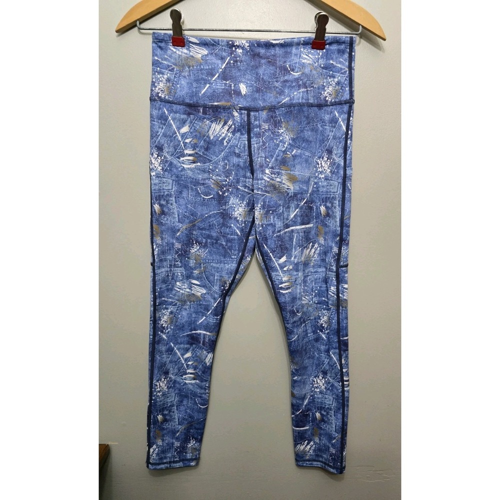 Zyia Active Denim Artist Pocket Light Tight High Rise 7/8 Blue Gold Size 4